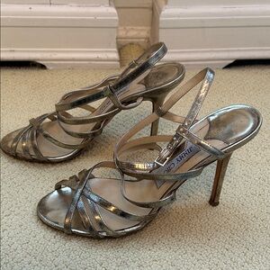 Jimmy Choo comfortable Metallic gold/Silver Strappy High-Heel Sandals
